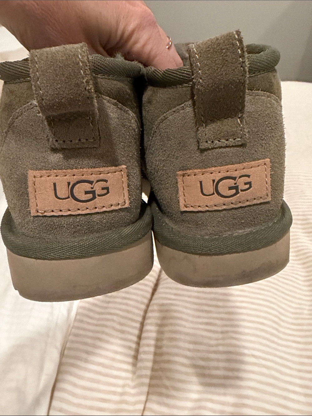 UGG Women’s Olive Suede Cozy Slip-On Booties - Picture 3 of 3